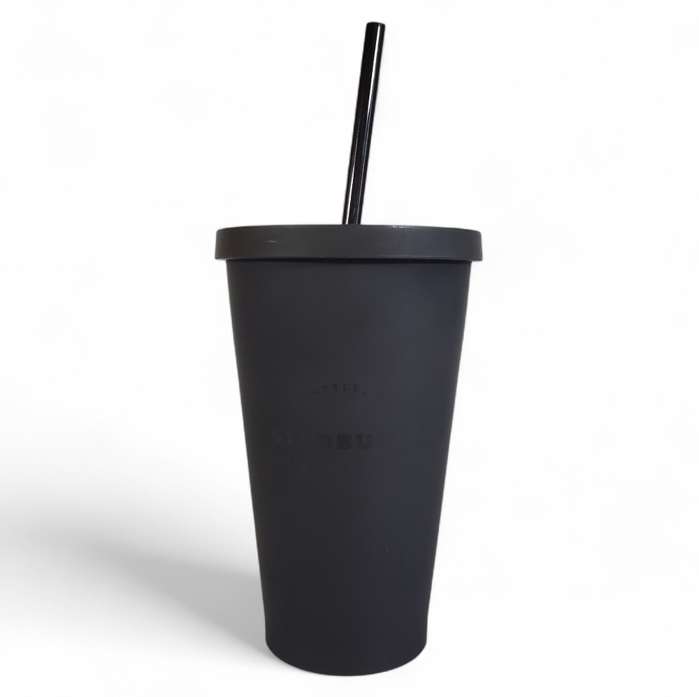 Starbucks Black Matte Cold Cup Tumbler Acrylic 16oz Tumbler Seattle WA NWT